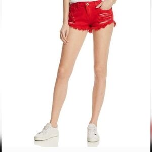NWT Pistola Firestarter Red Distressed Denim Jean Shorts SZ 29
